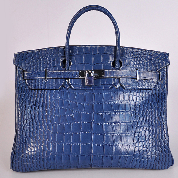 H40CSBS Hermes Birkin 40CM Crocodile strisce in pelle blu wit